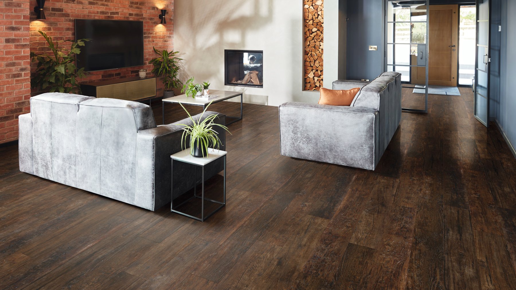 Medina Weathered Oak lvp floors bring rustic charm to a living room