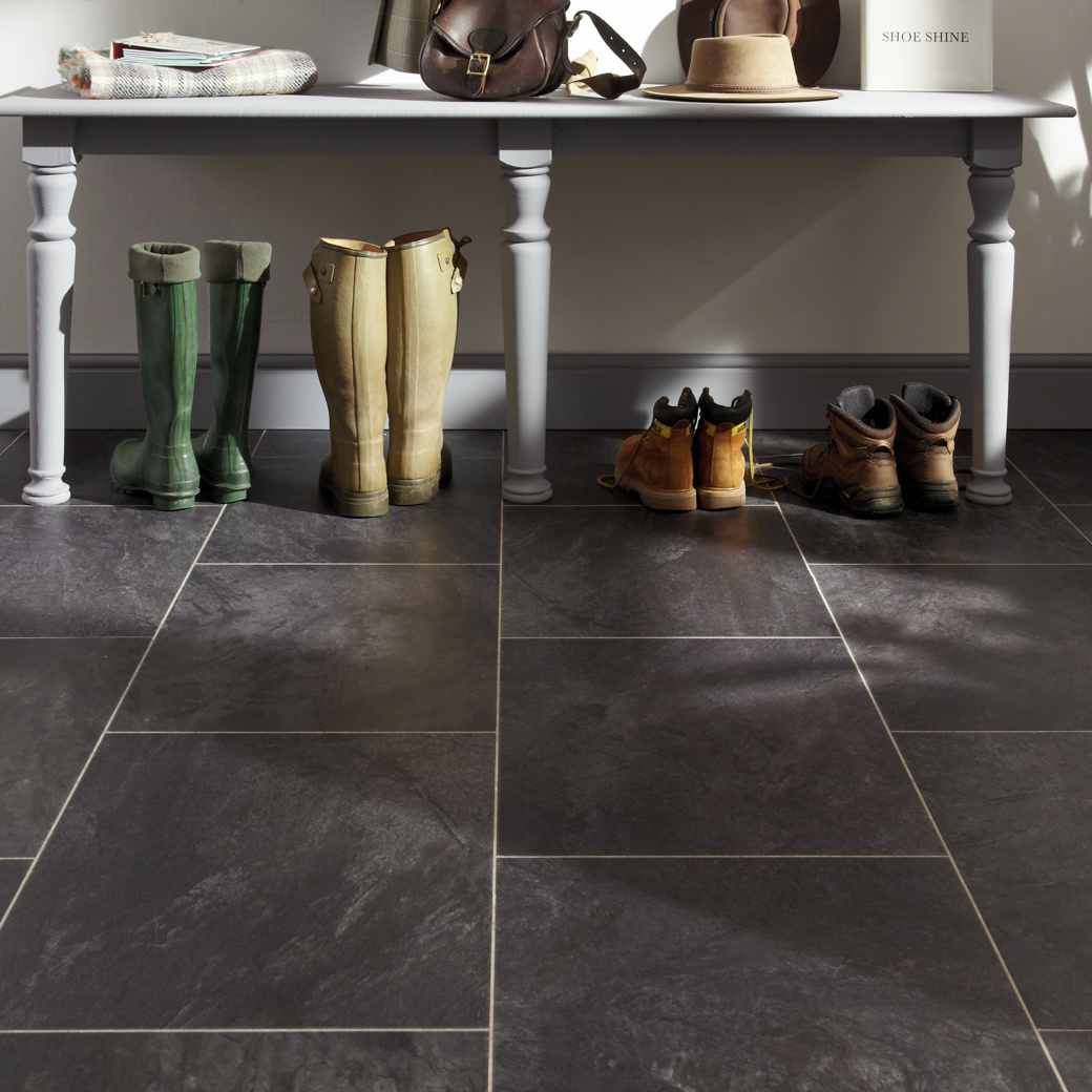 Art Select Canberra black LVT flooring laid in a hallway passage